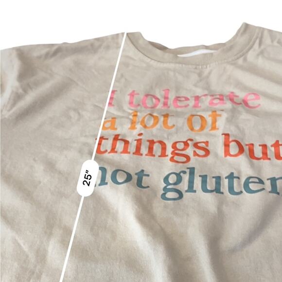 GLUTEN FREE Celiac funny graphic Beige Sweatshirt Size medium - Picture 6 of 9